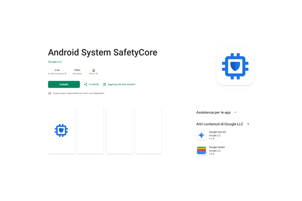 L'applicazione Android System SafetyCore